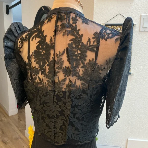 Black Sheer Lace Filipiniana Bolero Top - Picture 5 of 8
